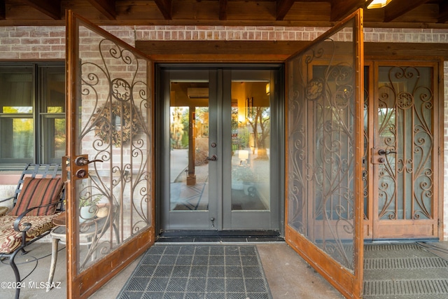 property entrance with french doors