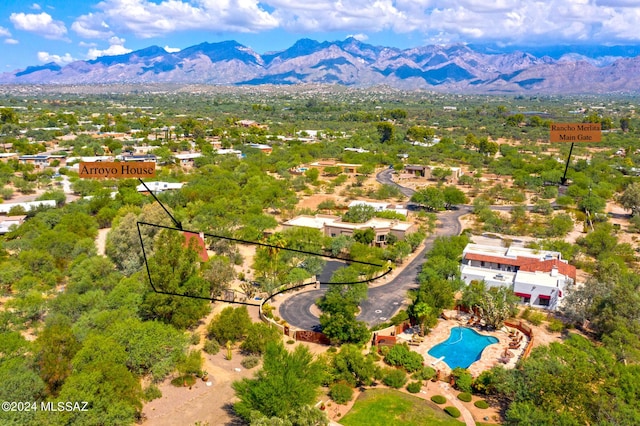 aerial view featuring a mountain view