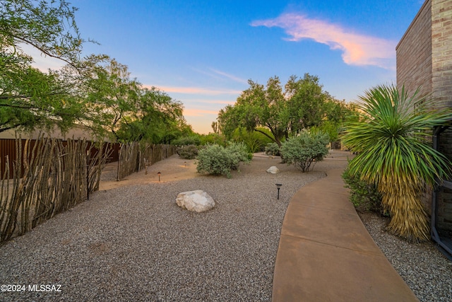 view of yard at dusk