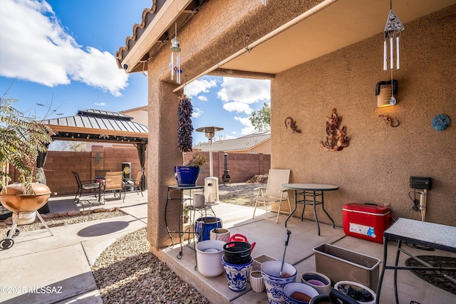 view of patio / terrace featuring a gazebo