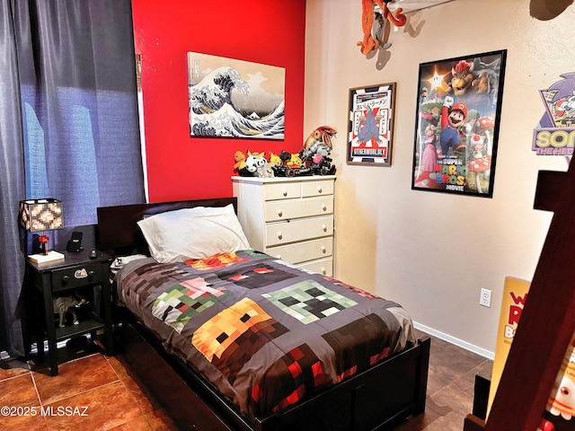 bedroom with tile patterned flooring