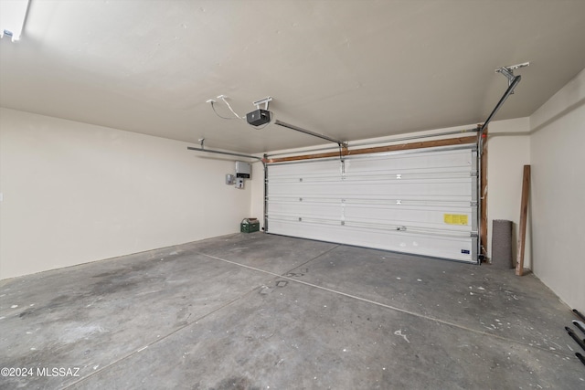 garage with a garage door opener