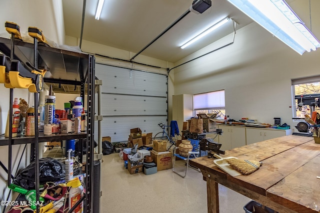 garage with a garage door opener