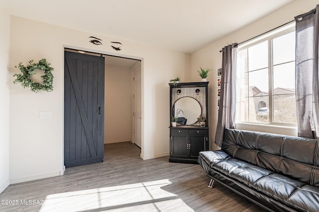 living area with light hardwood / wood-style floors