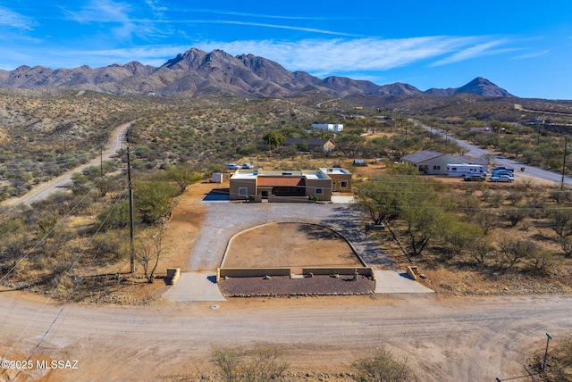 aerial view with a mountain view