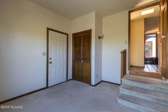 interior space with light colored carpet