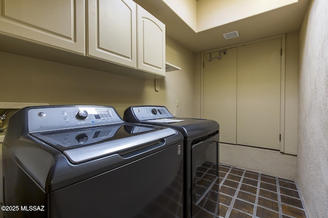 laundry area with cabinets and independent washer and dryer