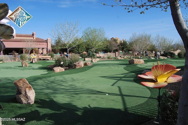 view of community with view of golf course