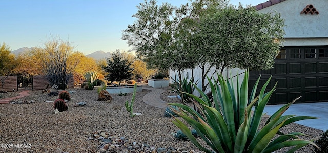 view of yard with a mountain view