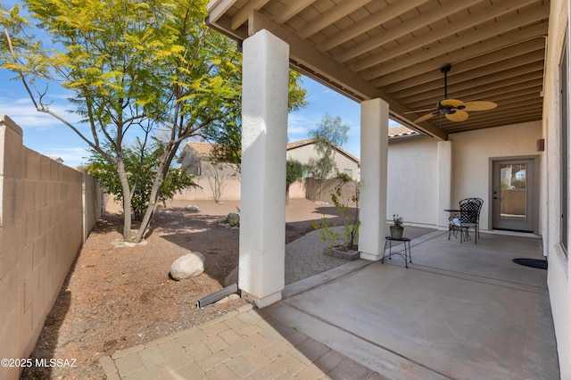 view of patio with ceiling fan