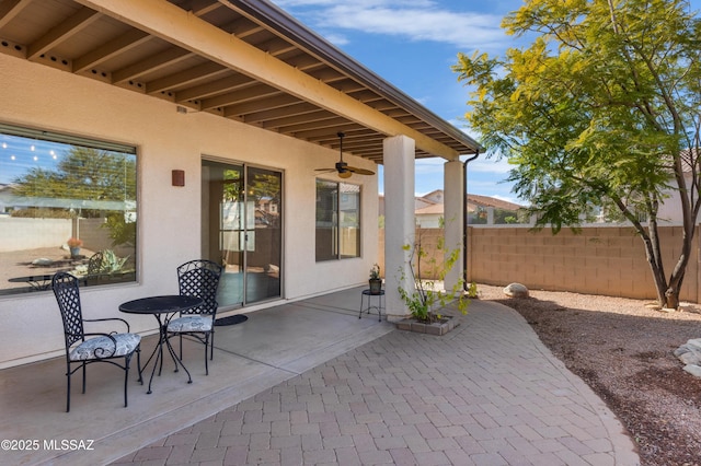 view of patio / terrace with ceiling fan