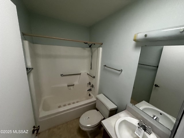 full bathroom with vanity, shower / washtub combination, and toilet