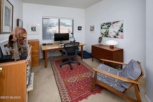 view of carpeted office space