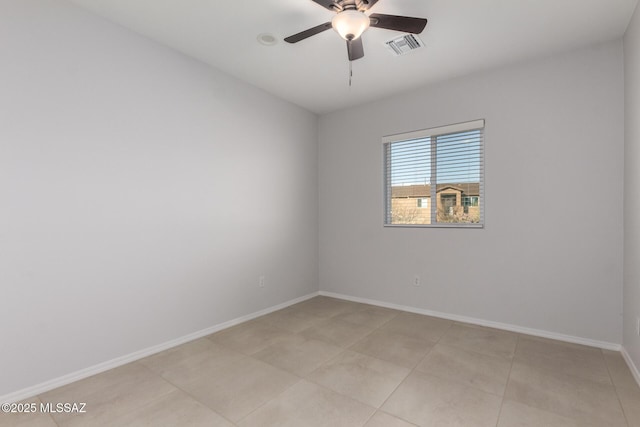 unfurnished room with ceiling fan