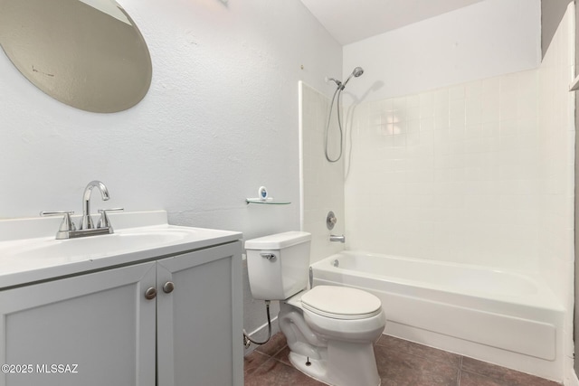 full bathroom featuring vanity, tile patterned flooring, shower / tub combination, and toilet