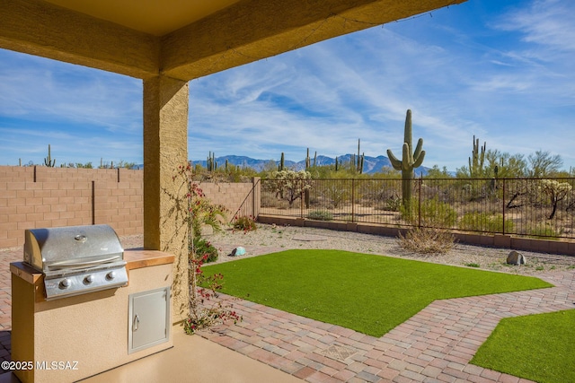 view of patio / terrace with exterior kitchen and area for grilling