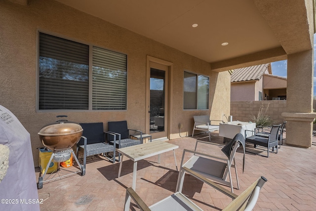 view of patio / terrace with an outdoor living space