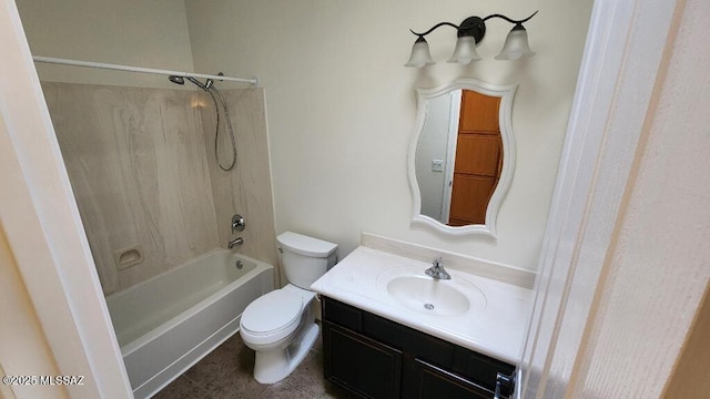 full bathroom featuring vanity, shower / tub combination, and toilet