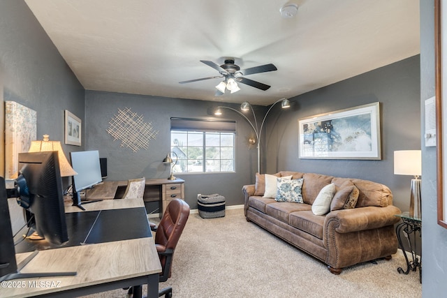 1943 W Desert Highlands Dr, Oro Valley, AZ 85737 - office with ceiling fan, carpet flooring, a textured wall, and baseboards