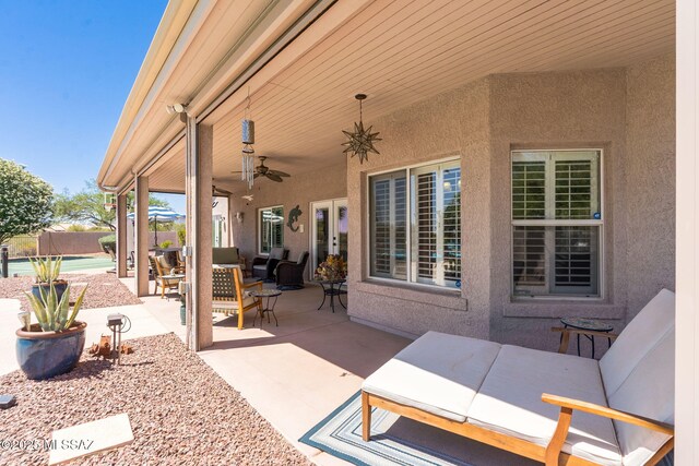 1943 W Desert Highlands Dr, Oro Valley, AZ 85737 - view of patio featuring an outdoor living space and ceiling fan
