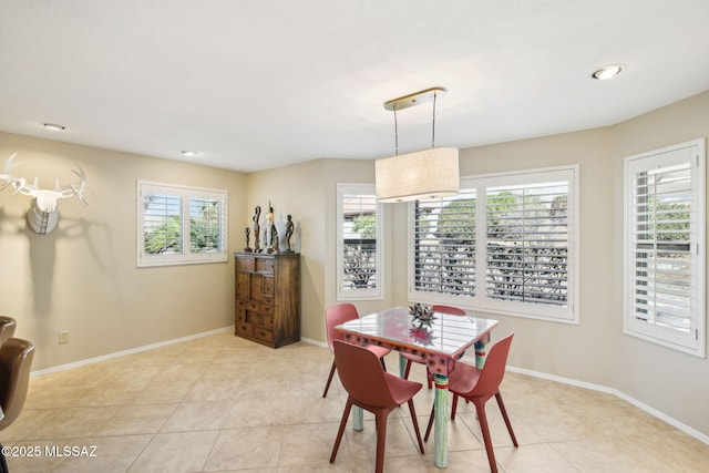 tiled dining room featuring a healthy amount of sunlight