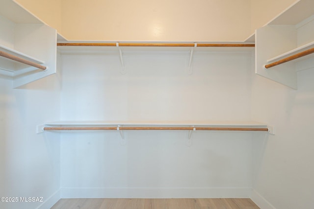 spacious closet featuring light wood-type flooring