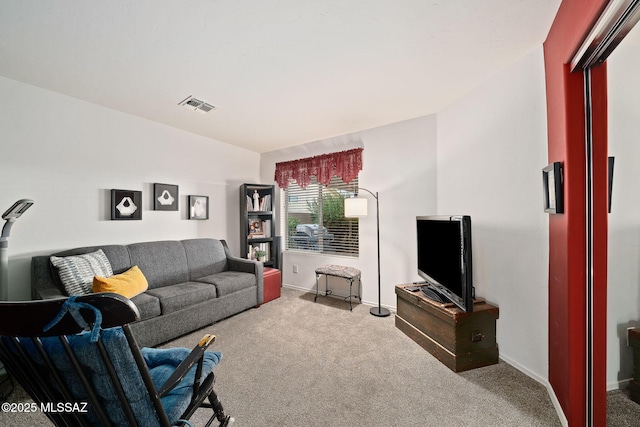 living room with carpet flooring