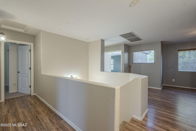 corridor featuring dark hardwood / wood-style floors