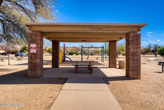 view of community featuring playground community