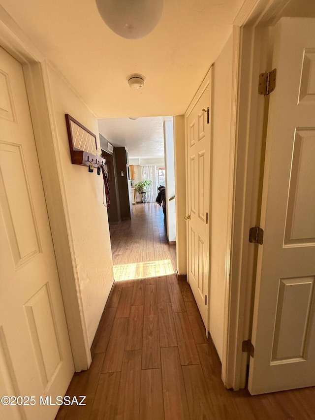 hall with dark hardwood / wood-style floors