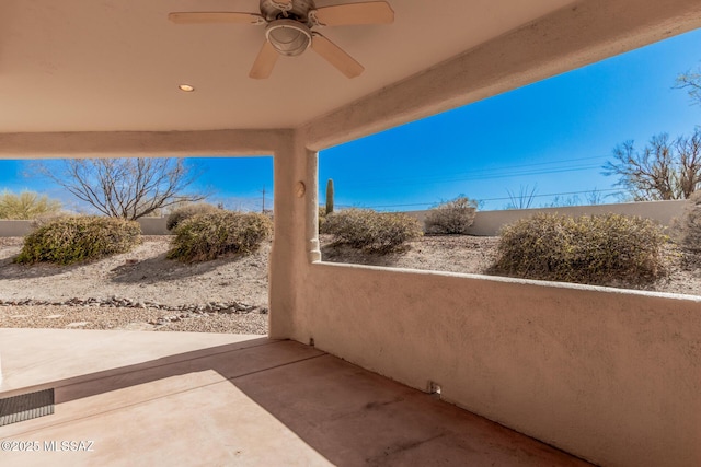 view of patio / terrace with ceiling fan