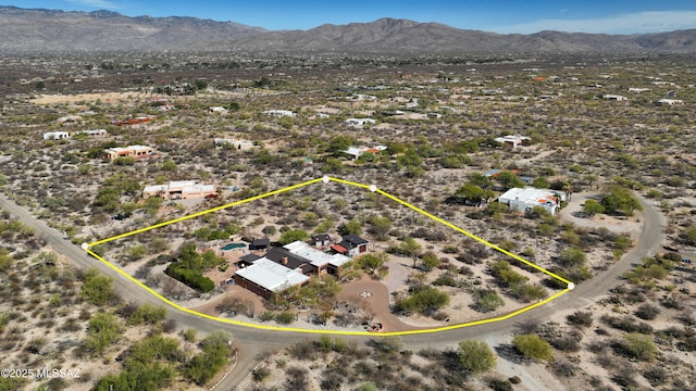 925 N Rancho Del Jefe Loop, Tucson, AZ 85748 - aerial view of property and surrounding area featuring property parcel outlined and mountains