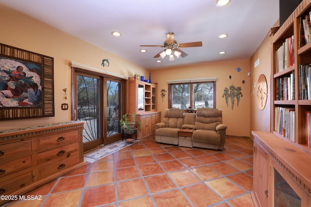 925 N Rancho Del Jefe Loop, Tucson, AZ 85748 - living area featuring ceiling fan, recessed lighting, and light tile patterned floors