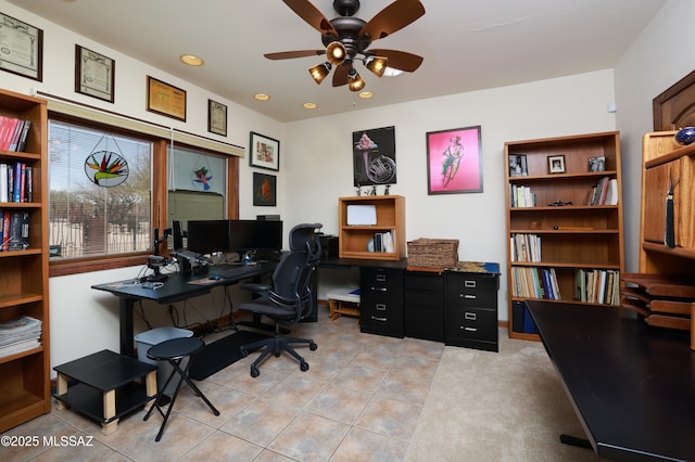 925 N Rancho Del Jefe Loop, Tucson, AZ 85748 - office space featuring a ceiling fan, recessed lighting, and light tile patterned floors