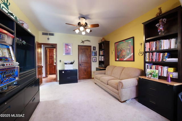 925 N Rancho Del Jefe Loop, Tucson, AZ 85748 - living room with light colored carpet and ceiling fan