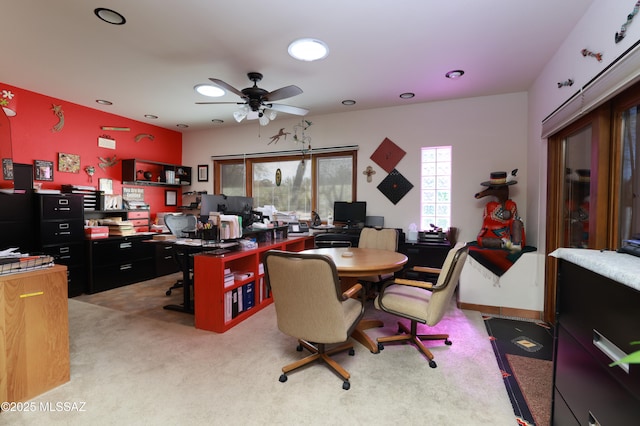 925 N Rancho Del Jefe Loop, Tucson, AZ 85748 - home office with a ceiling fan, recessed lighting, and light colored carpet