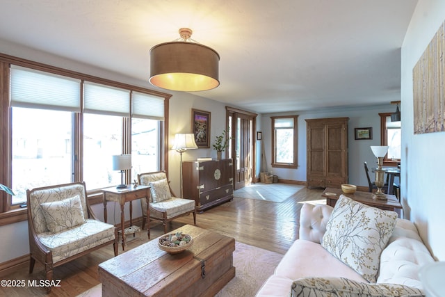 living room featuring light wood-type flooring