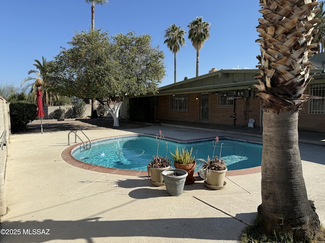 view of pool featuring a patio