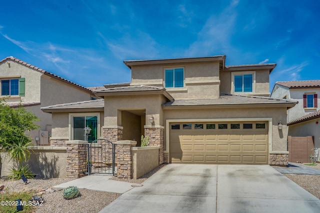 prairie-style house with a garage