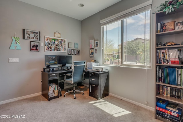 office with light colored carpet