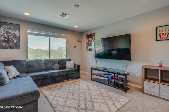 living room featuring carpet flooring