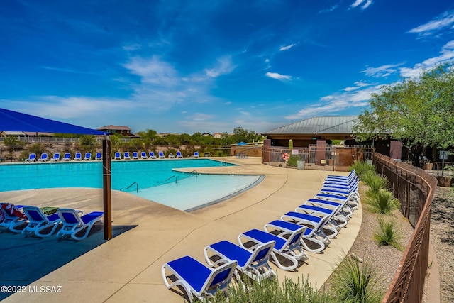 view of pool featuring a patio