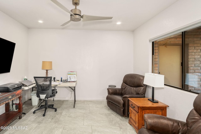 office featuring ceiling fan