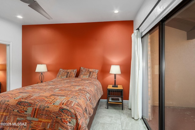 bedroom featuring ceiling fan