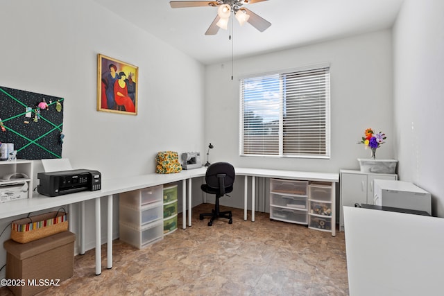 office space with ceiling fan