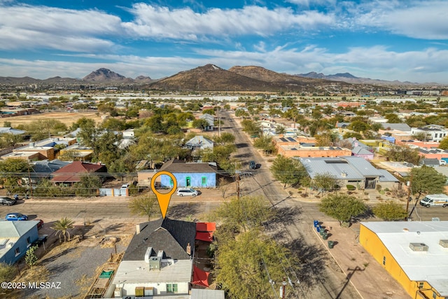 bird's eye view with a mountain view