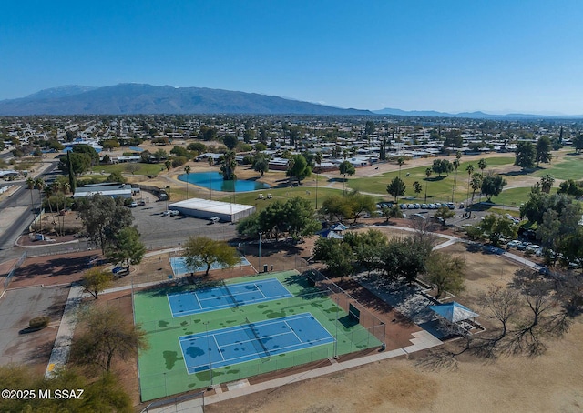 aerial view with a mountain view