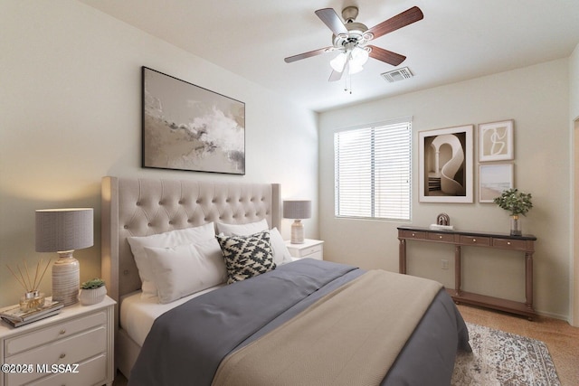 bedroom featuring ceiling fan