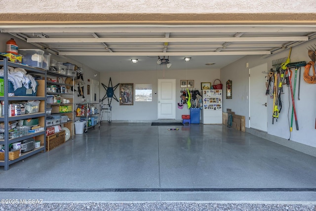 garage with a garage door opener