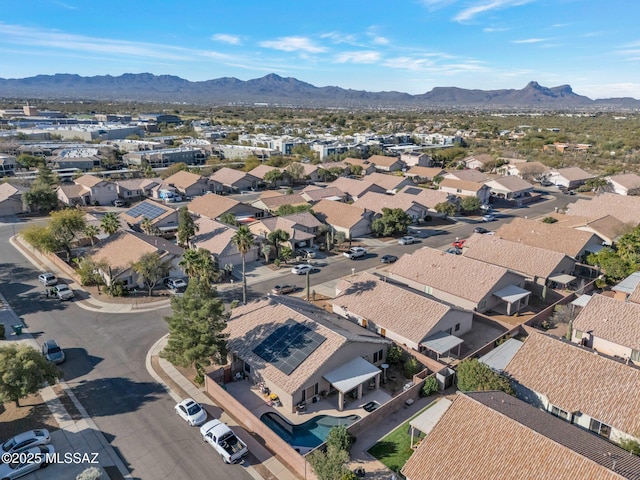 bird's eye view with a residential view and a mountain view